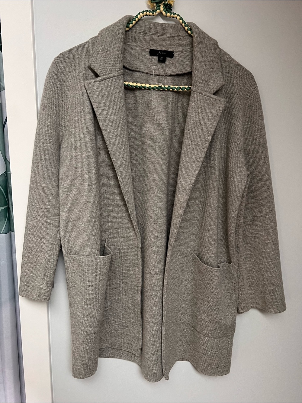 J. Crew Gray Open-Front Knit Blazer